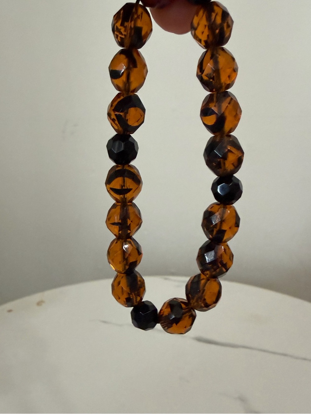 Orange and Black Glass Stretch Bracelet - Picture 4 of 5